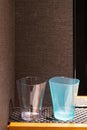 Pair of mouthwash cups in a hotel bathroom, Hotel Guest Room Supplies