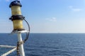 A pair of navigation light on board a construction work barge at oil field