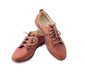 Pair of new leather brown mens shoes