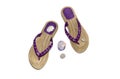 A pair of new, lilac women slippers for the beach