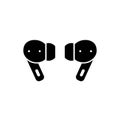 Pair of new wireless earbud headphones flat vector icon for apps and websites