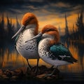 Pair of Northern Shoveler, Anas clypeata Made With Generative AI illustration