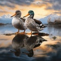 Pair of Northern Shoveler, Anas clypeata Made With Generative AI illustration