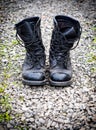 Pair of an old army boots Royalty Free Stock Photo