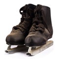 Pair of old black dusty ice skates Royalty Free Stock Photo