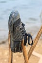 Pair old and dirty sneakers Royalty Free Stock Photo