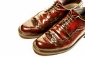 Pair of old-fashioned brown shoes isolated Royalty Free Stock Photo