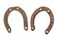 Pair of old rusty horseshoes isolated Royalty Free Stock Photo