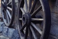 Old wooden car wheel Royalty Free Stock Photo