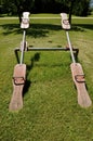 Pair of old wooden teeter-totters in a small town of rural America.