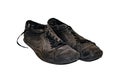 Pair of old worn black sneakers isolated on white background Royalty Free Stock Photo