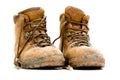 Pair of old worn walking boots Royalty Free Stock Photo