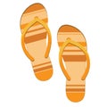 Pair of Orange flip flops. Beach slippers sandals.