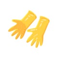 Pair of orange garden rubber gloves cartoon vector Illustration