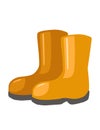 Pair of orange gardening rubber boots protection equipment flat vector illustration isolated on white background