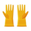 Pair of Orange Rubber Gloves, Garden Equipment Flat Style Vector Illustration on White Background