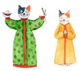 A pair of Oriental cats