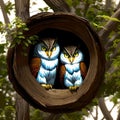 A pair of Owls on a tree