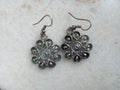 Pair of oxidised silver earrings Royalty Free Stock Photo