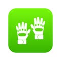 Pair of paintball gloves icon digital green