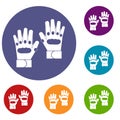 Pair of paintball gloves icons set Royalty Free Stock Photo