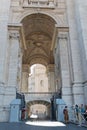 A pair of Papal Swiss guards stand guard at the entrance of Sain