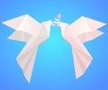 Pair of paper origami pigeons with flower. Symbol of love Royalty Free Stock Photo