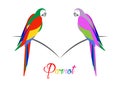 Pair of parrots tropical bird icon image illustration design colorful