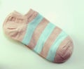 Pair of pink and blue color striped sock