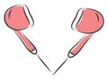 A pair of pink earphones vector or color illustration