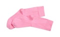 Pair of pink socks on white background, top view Royalty Free Stock Photo