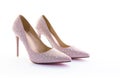 Pair of pink sparkly high heel shoes Royalty Free Stock Photo