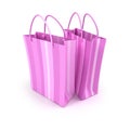 Pair of pink striped shopping bags