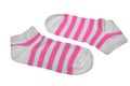 Pair Pink And White Striped Ladies Socks