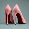 Pair of pink women`s heel shoes Royalty Free Stock Photo