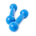 Pair of Plastic coated dumbells isolated over the white background