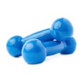 Pair of Plastic coated dumbells isolated over the white background