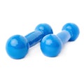 Pair of Plastic coated dumbells isolated over the white background