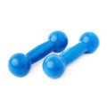 Pair of Plastic coated dumbells isolated over the white background