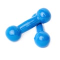 Pair of Plastic coated dumbells isolated over the white background