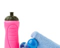 Pair of Plastic coated dumbells isolated over the white background