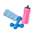 Pair of Plastic coated dumbells over the white background