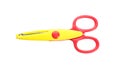 Pair of plastic scissors on white