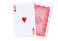 A pair of playing cards with the ace of hearts revealed. Royalty Free Stock Photo