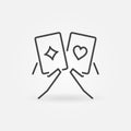 Pair of Playing Cards in Hands vector outline icon Royalty Free Stock Photo