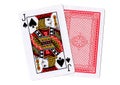 A pair of playing cards with the jack of spades revealed.