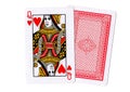 A pair of playing cards with the queen of hearts revealed. Royalty Free Stock Photo