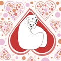 A pair of polar bears hug with love on Valentine`s Day Royalty Free Stock Photo