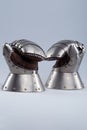 Pair of Polished Steel Bastion Gauntlets Royalty Free Stock Photo
