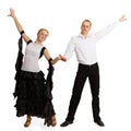 Pair of professional dancers finished dancing